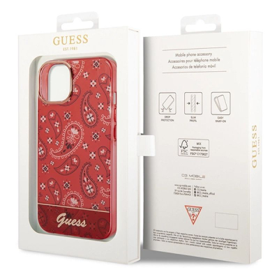 Këllëf telefoni Guess GUHCP14SHGBNHR për iPhone 14 6.1", hardcase Bandana Paisley, i kuq