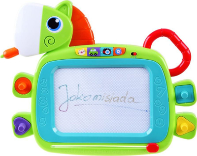 Lodër tabelë magnetike Hola Magic Board, në formë kali, me zë e drita, shumëngjyrëshe