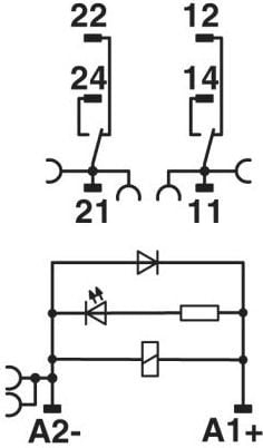 Модул реле Phoenix Contact RIF-1-RPT-LDP-24DC/2X21MS, 2P 1A, 24V DC