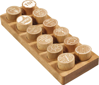 Set vulash druri Colop WOODIES Teacher Design, 12 copë, rreth, ngjyrë druri natyrale