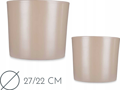 Set vazo lulesh Ibergarden, 2 copë, qeramike cilindrike, deri 27cm, bezhë