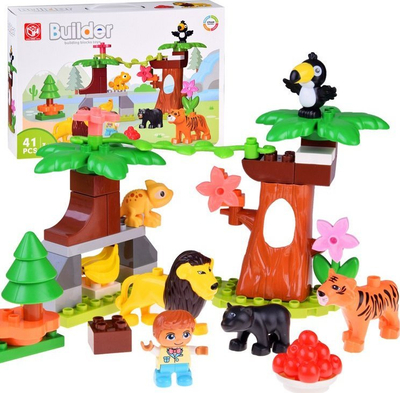 Set blloqesh ndërtimi Builder Jungle, 41 copa, plastike, shumëngjyrëshe