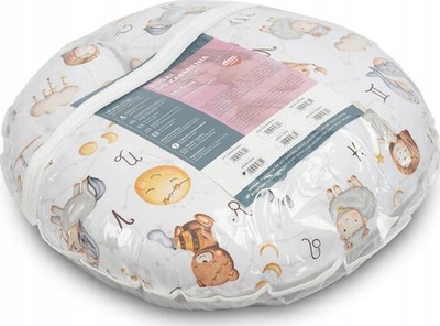 Jastëk ushqyerjeje për bebe Zodiac, muslin pambuk, gri