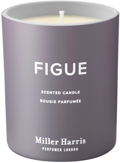 Qiri me aromë Miller Harris Figue, 220g, rri ndezur gati 50 orë, i bardhë