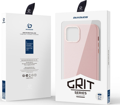 Këllëf telefoni Dux Ducis Grit për iPhone 14 Max, lëkurë artificiale, MagSafe, rozë