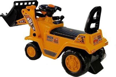 Buldozer ride-on Leantoys, eskavator lodër me kovë që lëviz, i verdhë