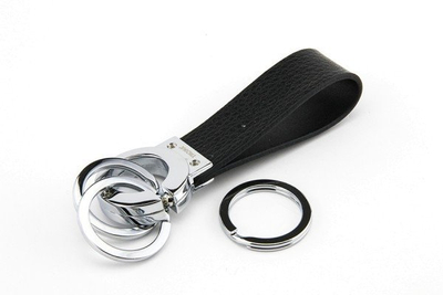 Mbajtëse çelsash Troika Leather Loop 3 Ring Key Click Holder, lëkurë, e zezë