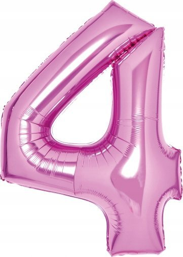 Balonë dekorativ me helium numri 4, 51 x 66 cm, rozë metalik