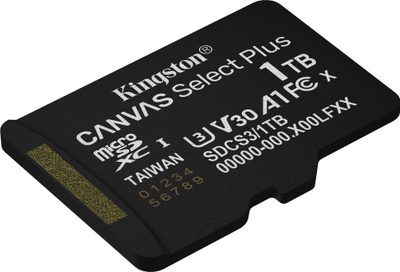 Kartë memorje Kingston Canvas Select Plus Gen3, 1TB, MicroSDXC A1 150MB/s, me adapter