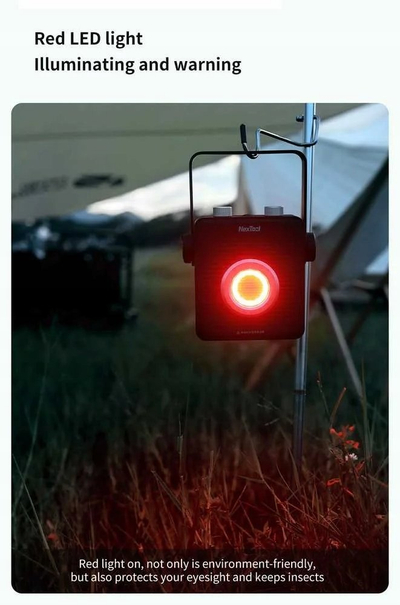 Lampë kampinguese reflektor Nvox NexTool NE20093, 1800 lm, dritë e bardhë ose e kuqe, e zezë