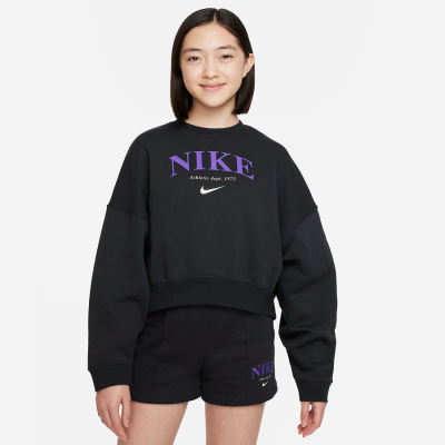 Bluzë Nike Sportswear Trend FLC Crew Jr DV2563-045, për fëmijë, e zezë