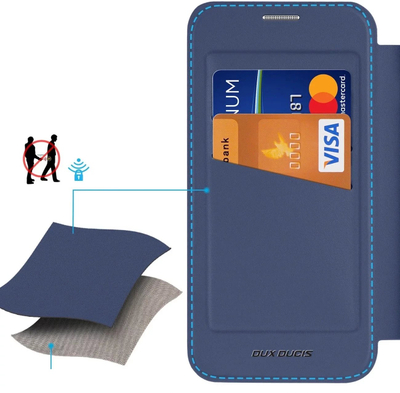 Këllëf telefoni Dux Ducis Skin X Pro për iPhone SE 2025, MagSafe, xhep karte, blu