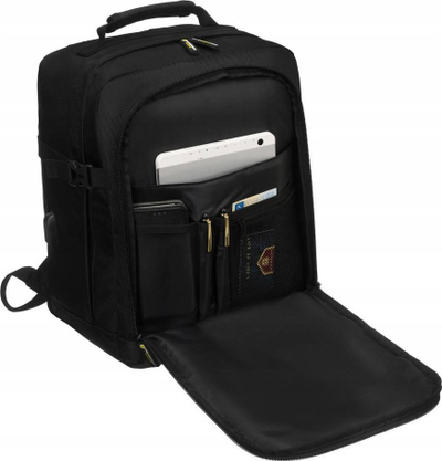 Çantë shpine laptopi Peterson, 40x30x20 cm, portë USB, e zezë
