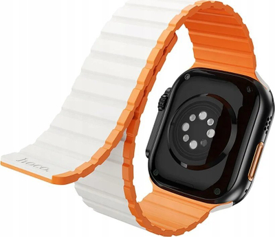 Rrip për Apple Watch Hoco AS102, silikon, me magnet, portokalli me të bardhë