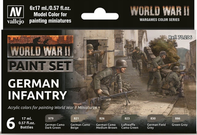 Set bojërash Vallejo German Infantry, 8 copa, akrilike, multicolor