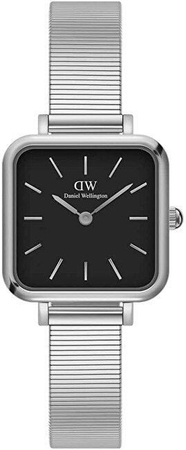 Ora Daniel Wellington DW00100522, për femra, e zezë, ngjyrë argjendi