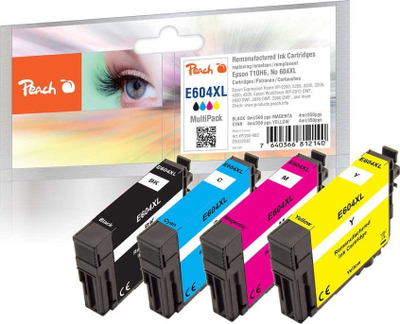 Set kartridha boje Peach E604XL, 5 copë, zëvendësuese për Epson 604XL