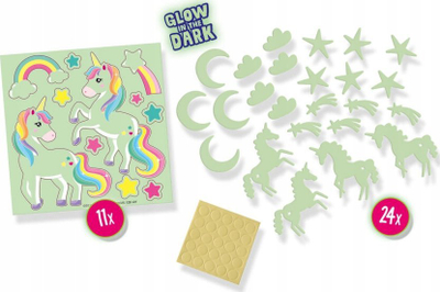 Set kreativ SES Creative 25128 Glowing Unicorns, figurina fosforeshente, për fëmijë, shumëngjyrëshe