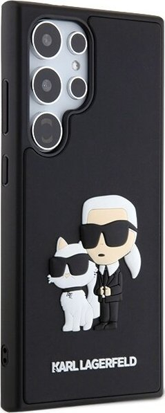 Kapak telefoni Karl Lagerfeld 3D Rubber Karl and Choupette për Samsung Galaxy S24 Ultra, TPU, mbrojtës, i zi
