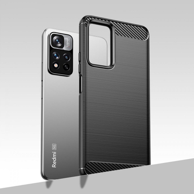 Mbulesë telefoni Carbon Series për Xiaomi Poco X4 NFC, TPU fleksibël, anti-shok, e zezë