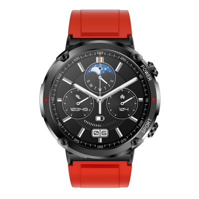 Orë e zgjuar Gravity GT21 6, ekran 1.6", IP67, me rrip silikoni të kuq