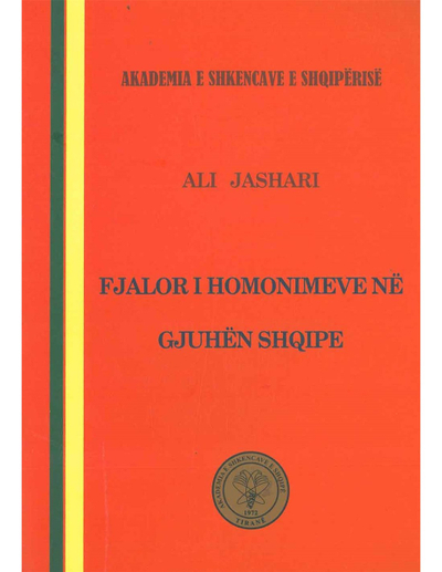 Fjalor I Homonimeve Ne Gjuhes Shqipe.. - Ali Jashari