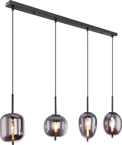 Llampë varese Globo Smoky 4 Light, 4xE14, metal, e zezë
