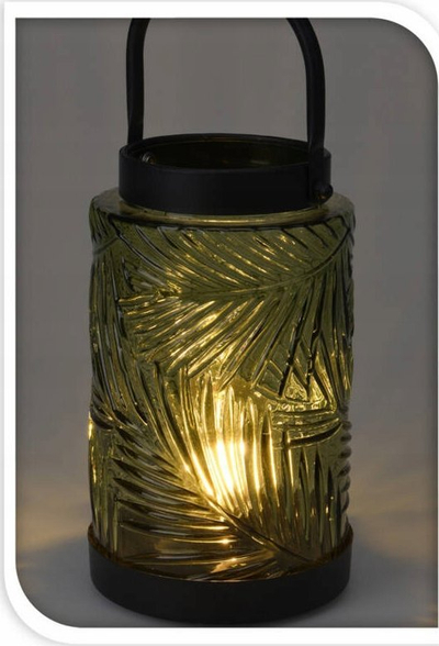 Fener LED dekorativ, qelq i ngjyrum, 20.5 cm