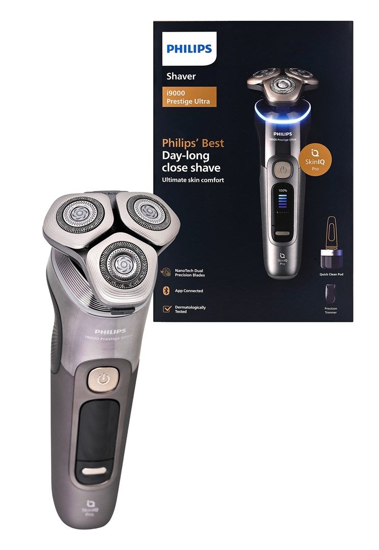 Aparat rroje elektrik Philips i9000 Prestige Ultra XP9402/31, SkinIQ Pro, ekran digjital, gri metalik