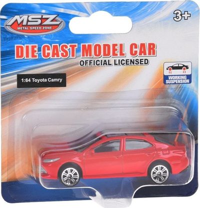 Lodër makinë prej metali Toyota Camry 1:64, me prapanicë me sustë, e kuqe