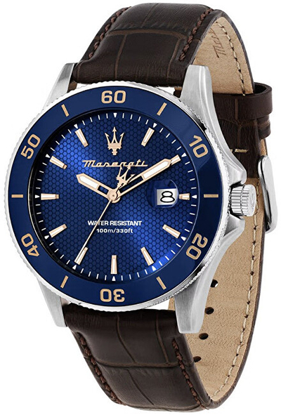 Orë Rrumbi Maserati R8851100004 Competizione, kuarc, 100M, rrip lëkure, blu