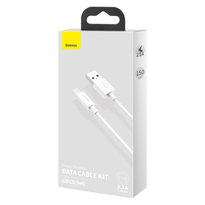 Kabllo USB Baseus Simple Wisdom BSU2080, USB A në microUSB, 1.5 m, e bardhë