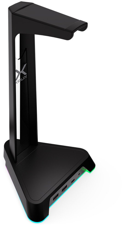 Qëndrim për kufje KRUX Rivt KRXG003, me USB hub, drita RGB, ngjyrë e zezë