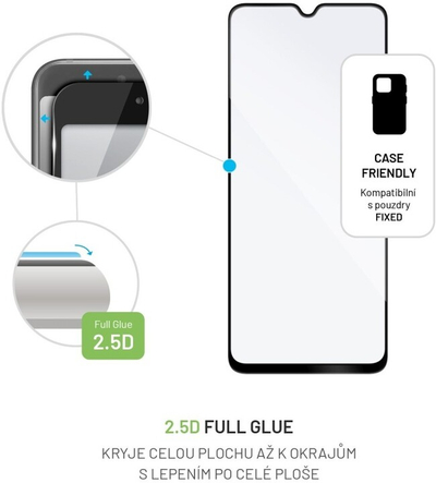 Xham mbrojtës FIXED Full-Cover për Xiaomi Redmi 12C, i zi