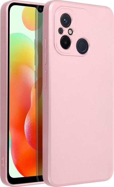 Futrollë metalike për Xiaomi Redmi 12C, TPU, me mikrofibër, rozë metalike