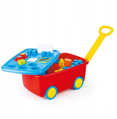 Lodër karrocë Dolu My First Trolley, me 10 blloqe JumBlocks, shumëngjyrëshe