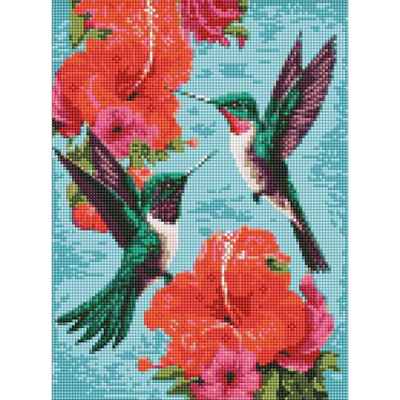 Set pikture me gurë Ideyka Diamond Quadro Emerald Hummingbird, 30 x 40 cm, shumëngjyrësh