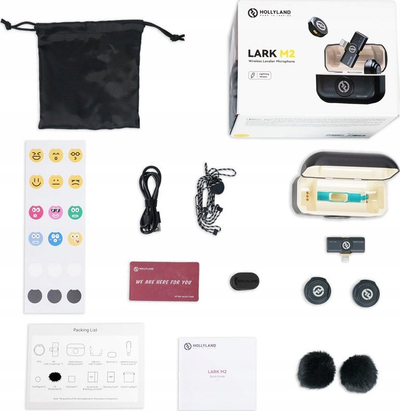 Mikrofon wireless Hollyland LARK M2 Duo Lightning, set me 2 transmiterë, për iPhone, Shine Charcoal