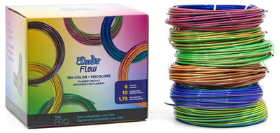 Filament 3D 3Doodler Flow Tri Colour, set me 6 bobina, 1.75mm, shumëngjyrësh