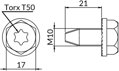Vidhë vetëfiletuese Niczuk SP M10x21, metal, argjendtë