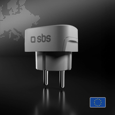 Adapter udhëtimi SBS Schuko, 100–250V, 2500W, i bardhë