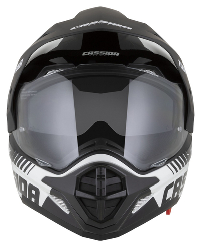 Kaska moto CASSIDA Tour 2.0 Dual 2026, Pinlock ready, vizor dielli, e bardhë e zezë