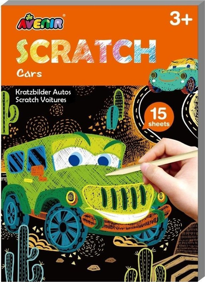 Set karta gërvishtëse Avenir Mini Scratch Cars, për kalamaj, shumëngjyrëshe