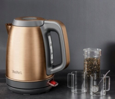 Електричен чајник Tefal Coppertinto KI280G10, 1.7L, филтер против бигор, бакар