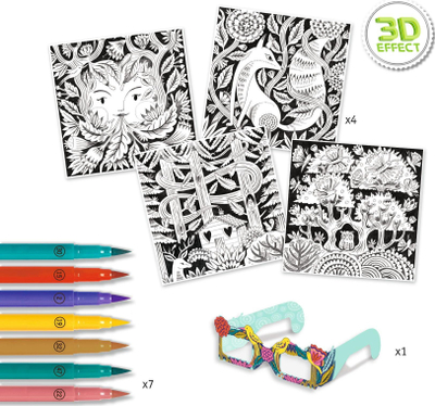 Set ngjyrosjeje 3D Djeco Fantasy Forest, 7 markera, syze 3D
