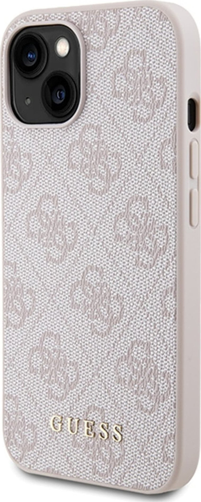Kapak telefoni Guess 4G Big Metal Logo për iPhone 15 Plus, 6.7", lëkurë ekologjike, rozë