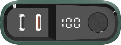 Надворешна батерија RealPower PB-10000C PD Plus, 10000mAh, 3x Type C, темно зелена