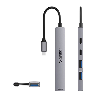 Hub USB Orico YSB4-U2, 5 porta, USB-C PD 65W, gri