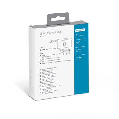 Hub USB C Dicota D31731, 4 në 1, Power Delivery 100W, i bardhë