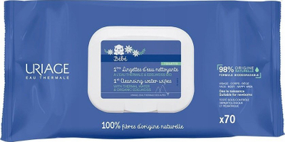 Влажни марамчиња за бебиња Uriage Baby 1st Cleansing Water, 70 парчиња